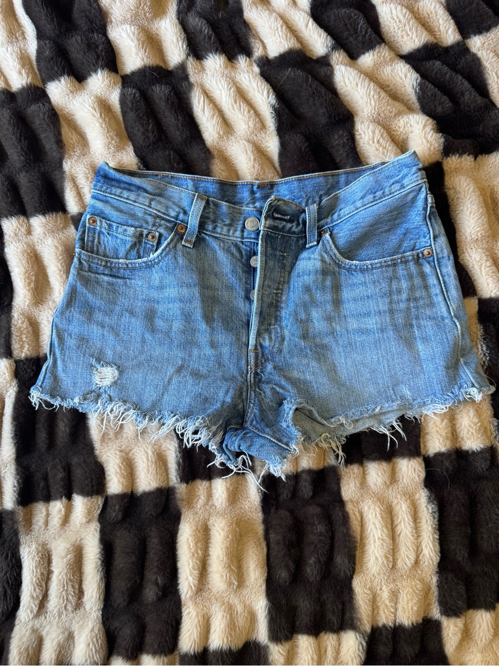 Levi's Light Blue Distressed Denim Cutoff Shorts